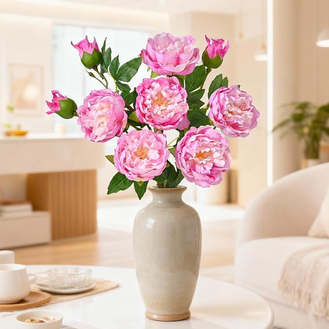 5PCS 22in Peonies Artificial Flowers, Real Touch Latex Fake Peonies | Lifelike - Image 9