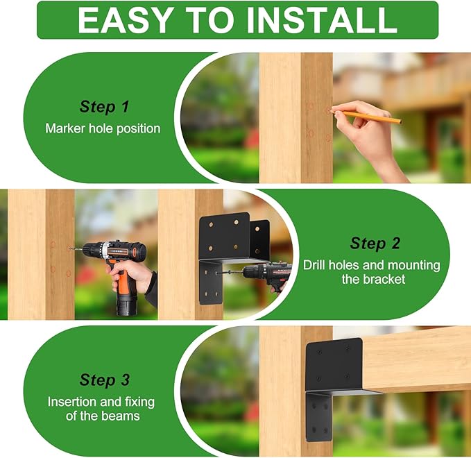 4 Pcs 14 Gauge Post Caps Tie Bracket, Joist Anchor Connector - Image 6