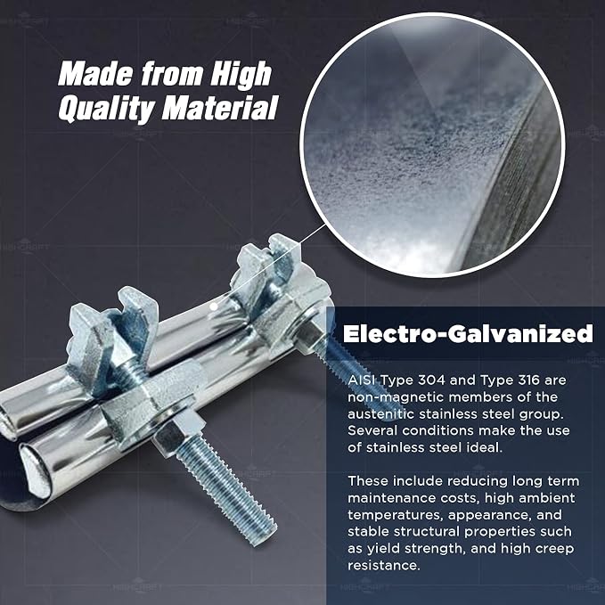 HIGHCRAFT 60250TTSD-5, Single Pipe Repair Clamp 2-1/2'', Double Bolt, 6” Long - Image 5