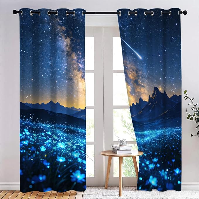 Japanese-Style Illustrations Curtain, Milky Way Meteor Curtains by Unknown