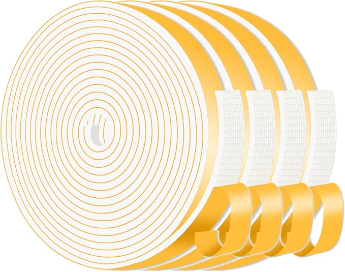 Weather Stripping Tape for Door, High Density CR, 1/2 in x 1/8 in x 52 Ft | by MIKONIYA