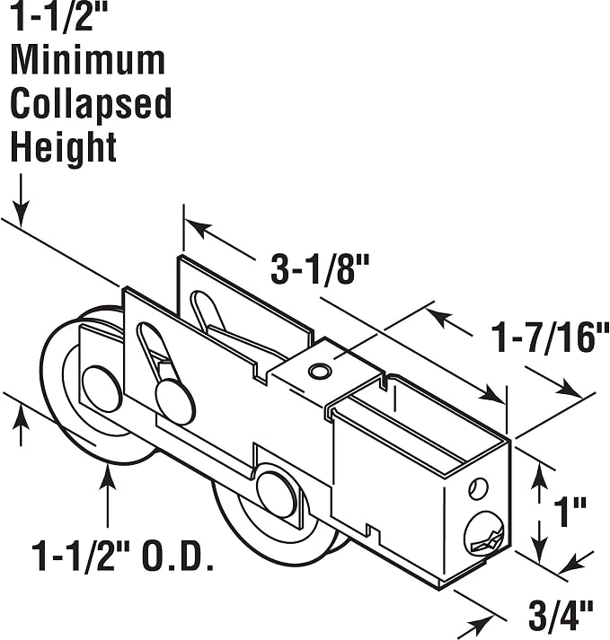 Prime-Line D 1940 Steel Sliding Door Roller Tandem Assembly, 1-1/2” D x 5/16” W - Image 2