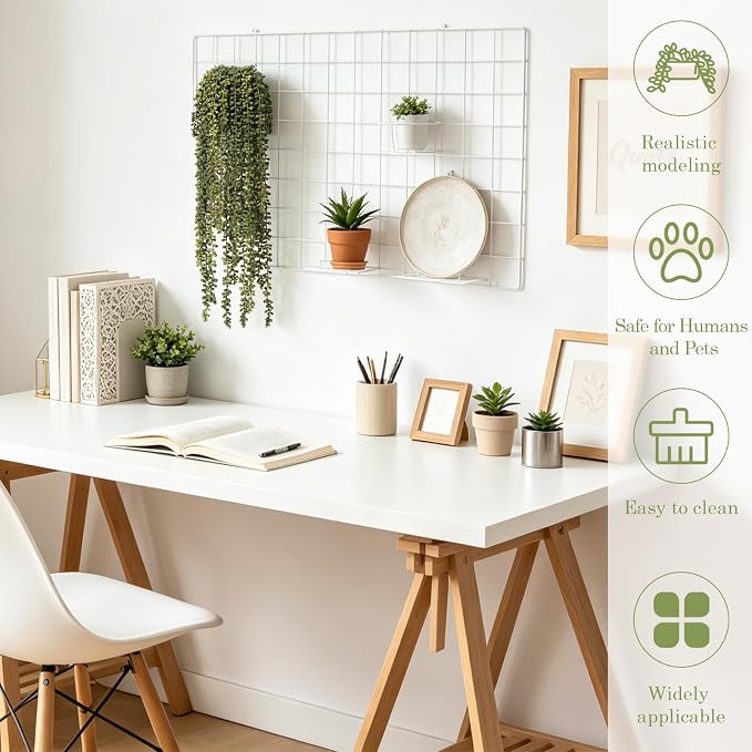 10 Pcs Fall Artificial Succulents Hanging Plants, Fake String of Pearls - Image 3