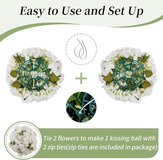 BLOSMON Artificial Flower Balls Wedding Centerpieces 10 Pcs 14.2" Large White - Image 4