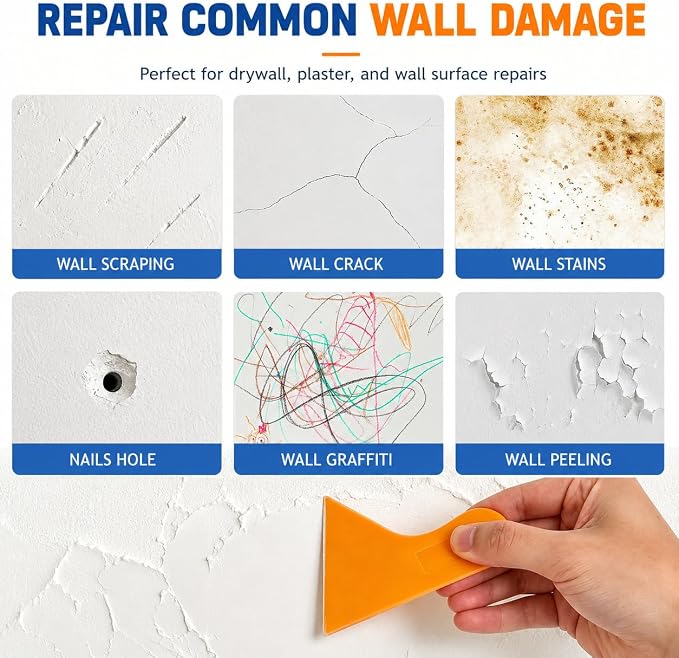 Drywall Repair Kit 2 Pack, 8.8 oz Each Wall Repair Putty Paste | White wall - Image 5