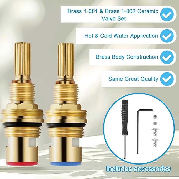 Brass 1-001 & Brass 1-002 Ceramic Valve Cartridge, Compatible - Image 6