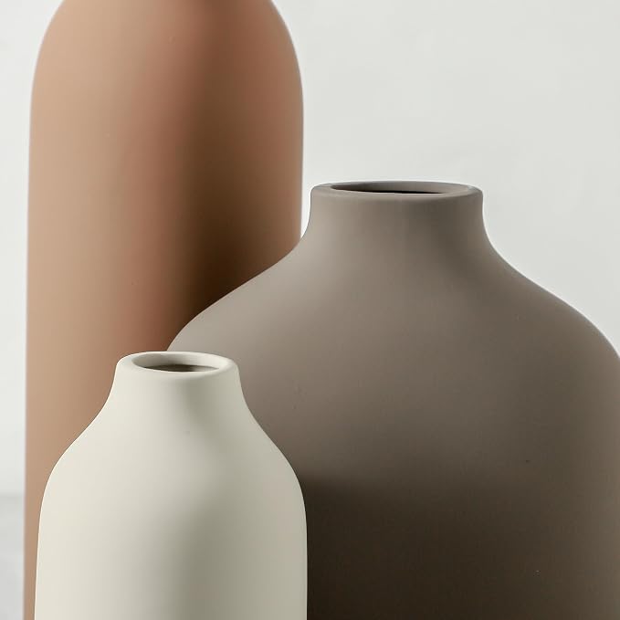 Enra Ceramic Vase Set of 3, Modern Minimalist Vases - Image 2