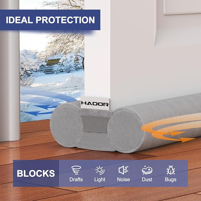 Door Draft Stopper for Bottom of Door, 36 Inch Under Draft Air Noise Light - Image 3