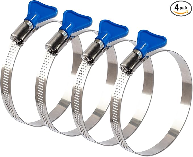 ISPINNER 4pcs 1.5 Inch Key-Type 304 Stainless Steel Worm Gear Hose Clamps by ISPINNER