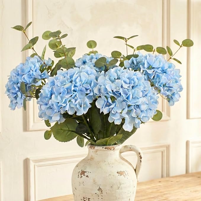 RyddeligHome Blue Hydrangea Artificial Flowers Arrangement, Dining Room by RyddeligHome-AestheticHomeDecor