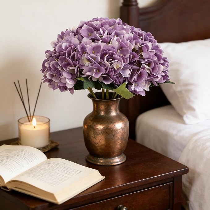 Kimura's Cabin 6Pcs Artificial Hydrangeas Flower Silk Fake Flowers, Wedding - Image 4