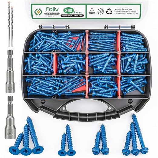 FOLIV 260PCS Concrete Screws by FOLIV