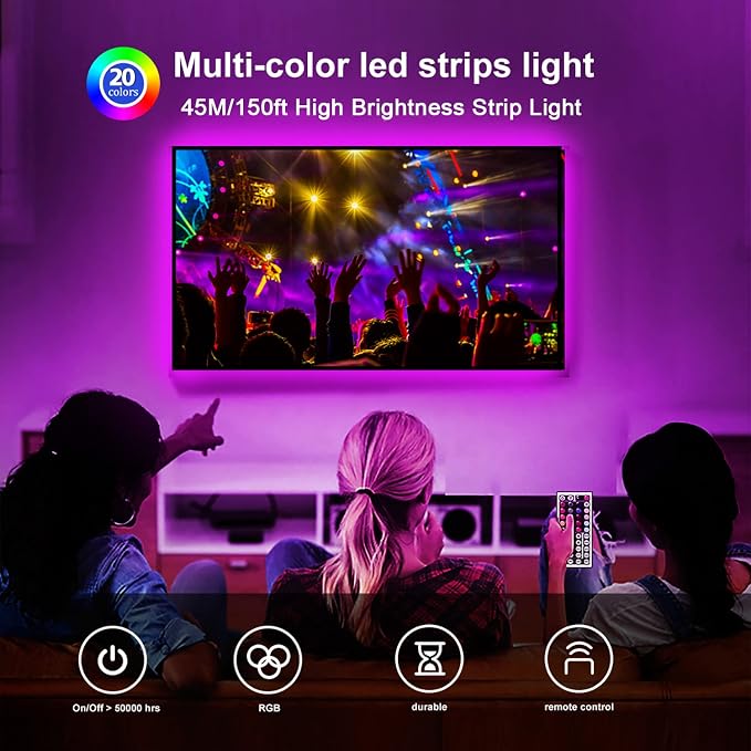DAYBETTER Led Strip Lights 100ft, RGB Color Changing Led Strips - Image 2