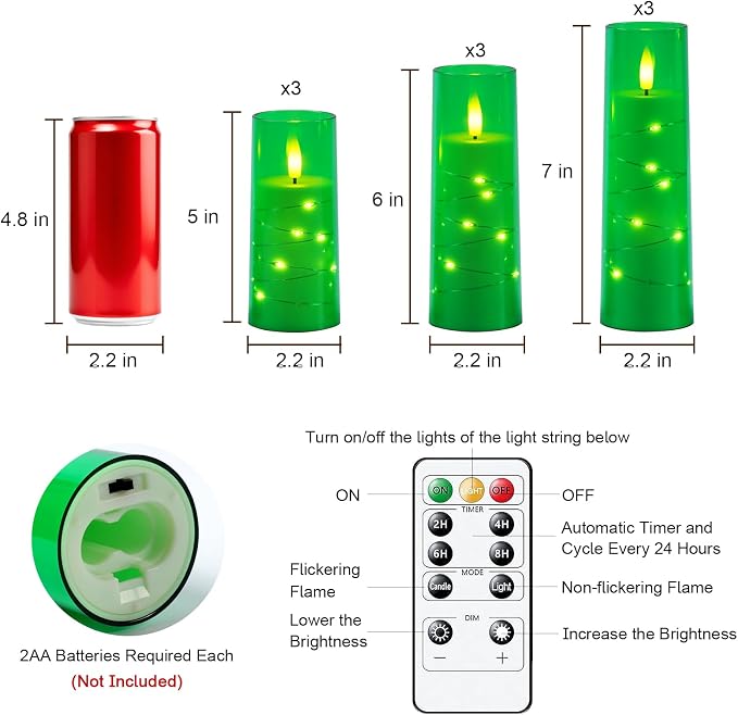 Raycare 9 Pcs Flameless Battery Operated Pillar Candles - Image 6