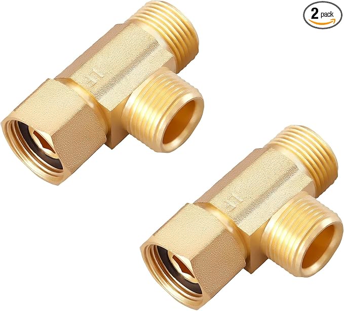 Lead-Free Brass 2 PCS 3/8 Inch Angle Stop Add-A-Tee Compression Tee Valve | by LitOrange