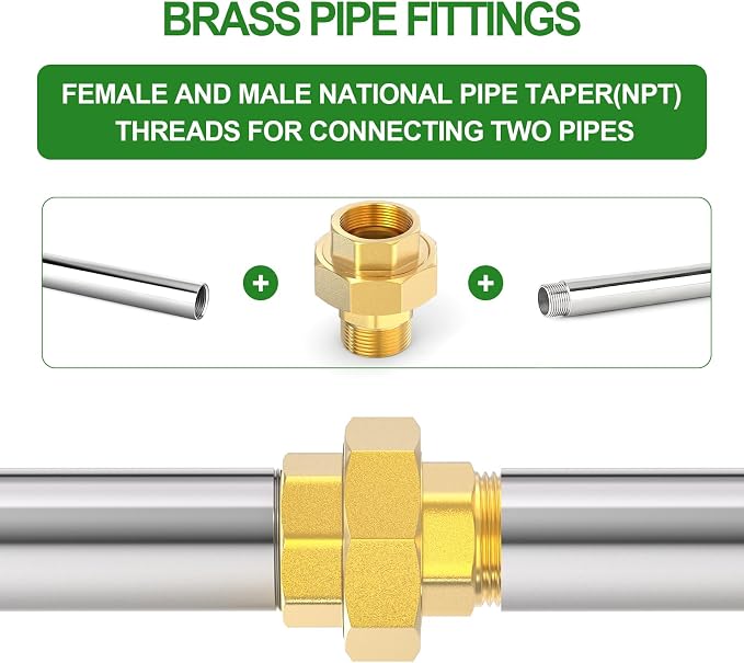 1PCS Brass Union，3/4" NPT Male x 3/4" NPT Female Brass Pipe Fitting - Image 5
