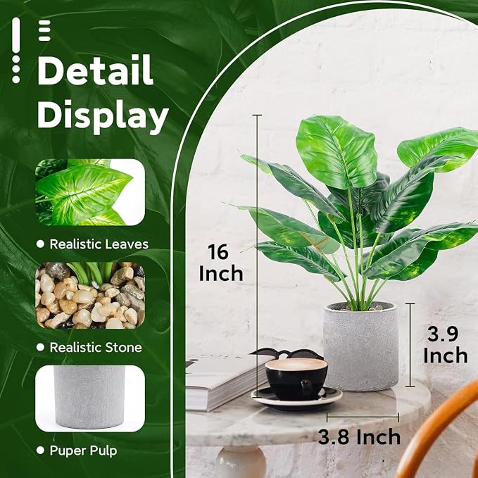 Der Rose 2 Pack 16" Indoor Fake Plants Sage Green - Image 3