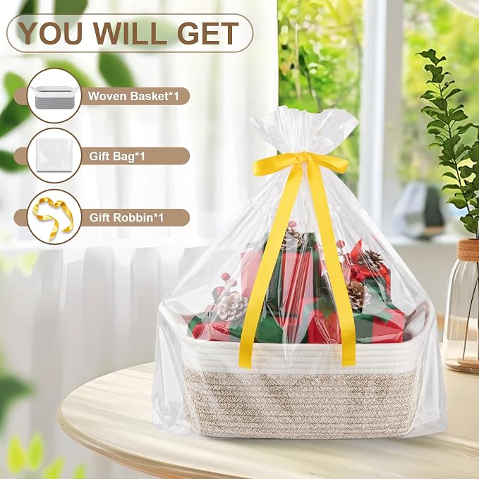 OIAHOMY Woven Basket, Gift Basket Empty - Image 3