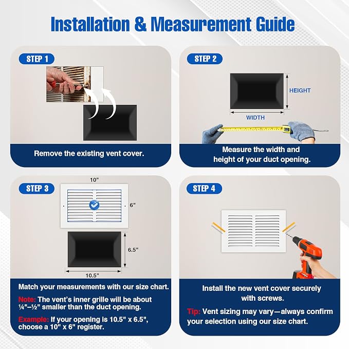 Fancat 10x6 Duct Opening | Steel Return Air Grille | Vent Cover Grill - Image 5