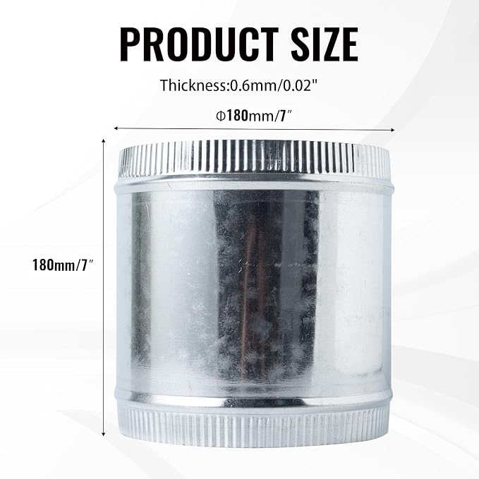 7 Inch Round Galvanized Steel Duct Connector - Image 2