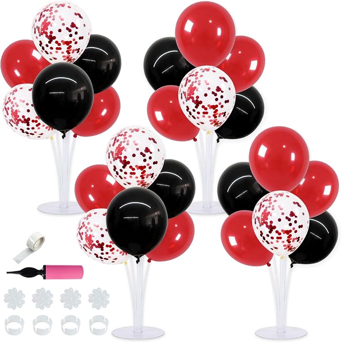 TONIFUL 4 Set Red Black Balloon Stand Balloon Centerpieces by TONIFUL