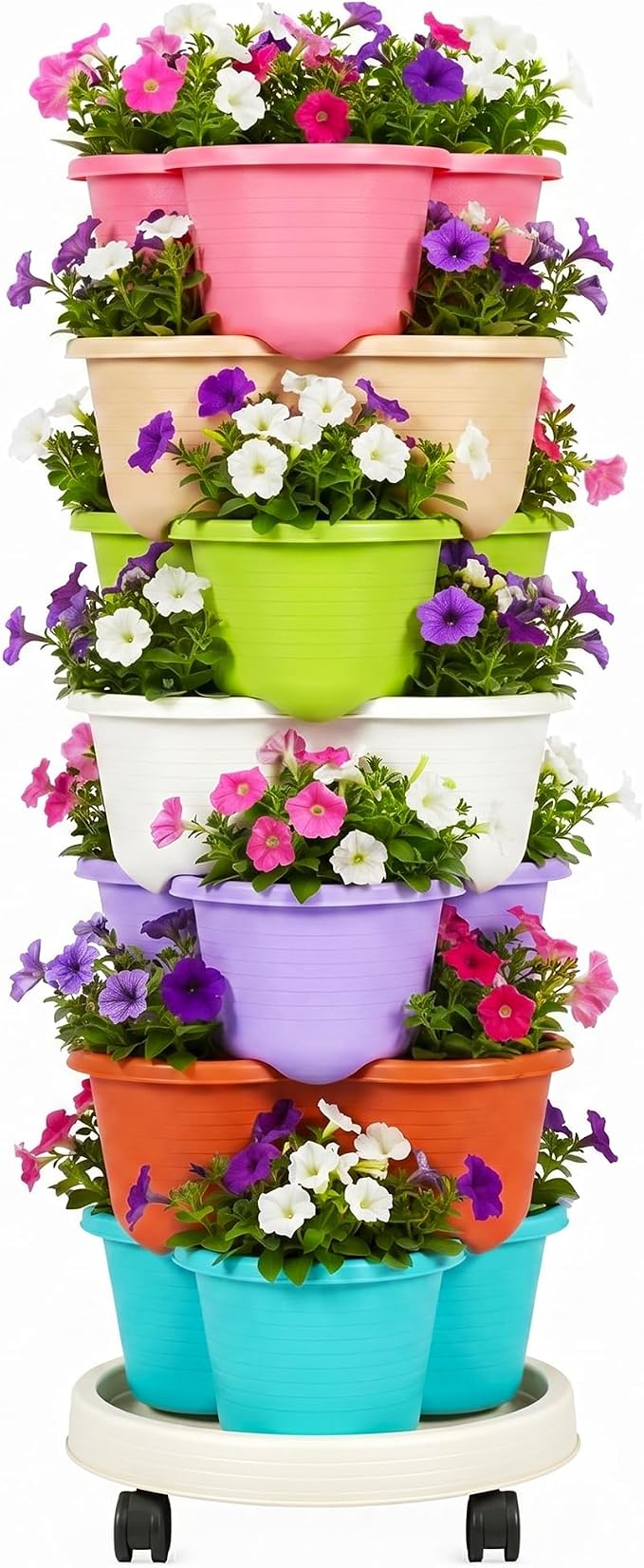 VECELO 7 Tier Vertical Garden Planter, Self Watering Stackable Planters by VECELO