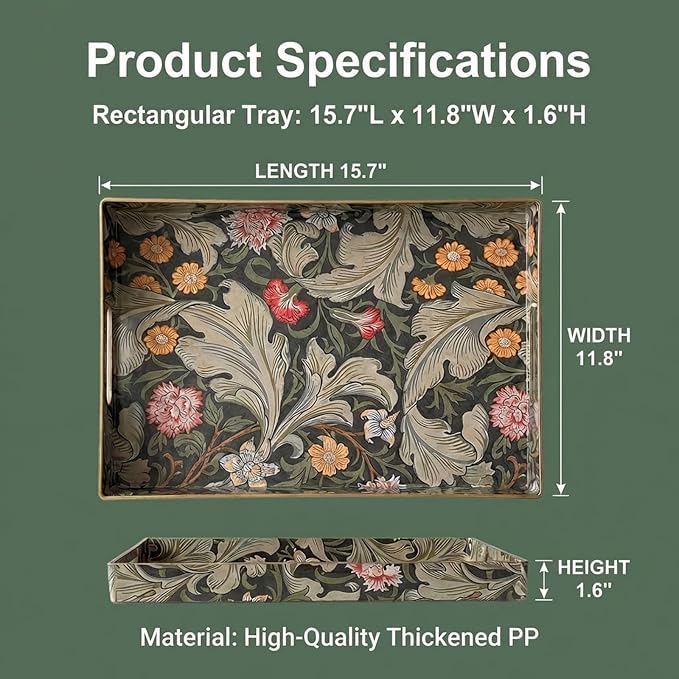Vintage William Morris-Style Serving Tray - Image 7