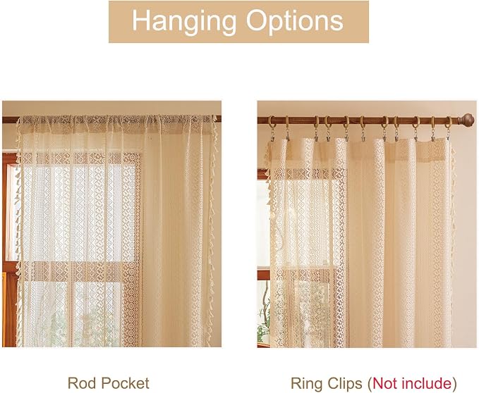 Sutuo Home Beige Lace Boho Curtains - Image 4