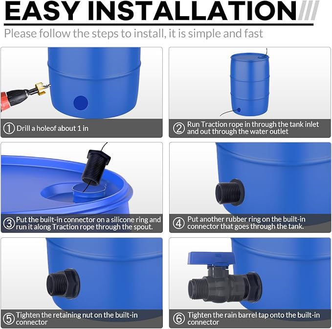 PVC Rain Barrel Spigot Kit 2 Pack 3/4" GHT Garden Hose Shut Off Valve - Image 4
