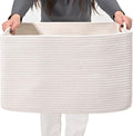 ICERZCZ Large Rectangle Blanket Basket, Large Storage Basket, Cotton Rope Woven by ICERZCZ