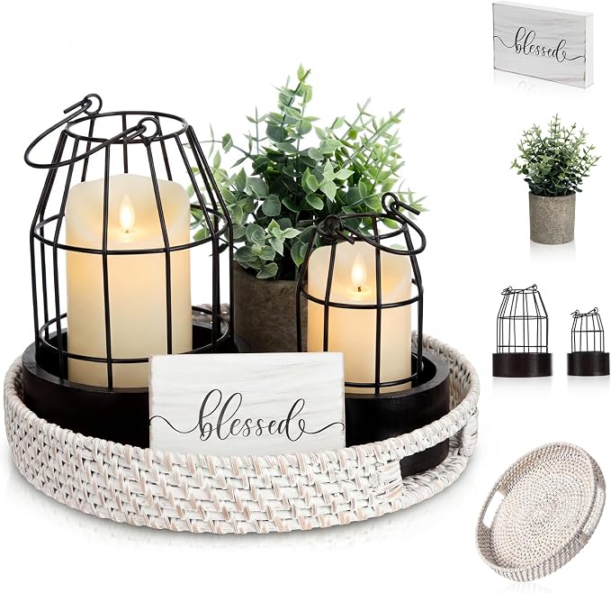 Modern Rustic Farmhouse Candle Lantern Set of 5 by Mumufy