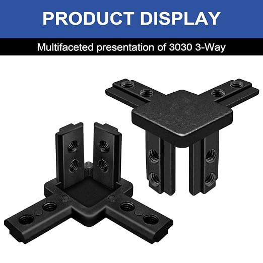 12pcs 3030 Hardware 3-Way Corner Bracket Angel Connector Black | - Image 6