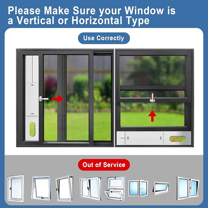 Portable AC Window Vent Kit, Adjustable Vertical/Horizontal Sliding Window Kit - Image 7