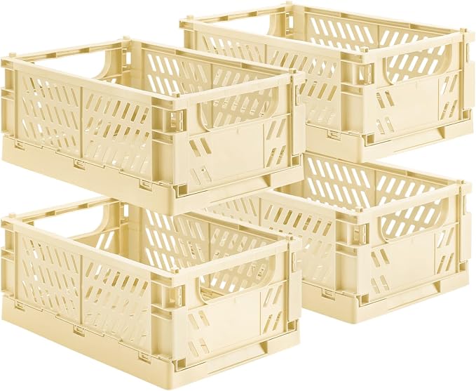 HUUSMOT 4-Pack Collapsible Plastic Storage Baskets, 9.8"x6.5"x3.8" | Pastel by HUUSMOT
