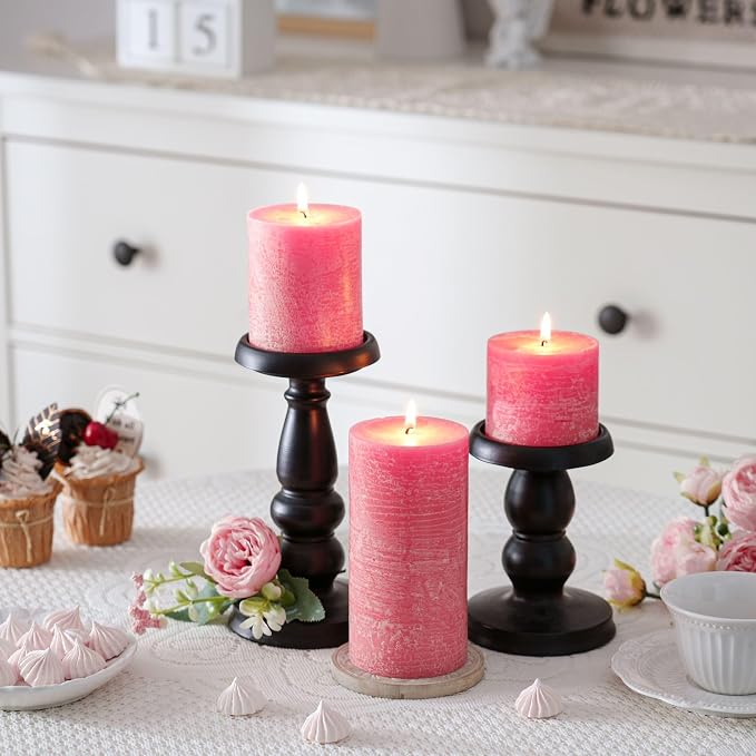 3x3 Inch Pink Pillar Candles Set of 3 - Image 5