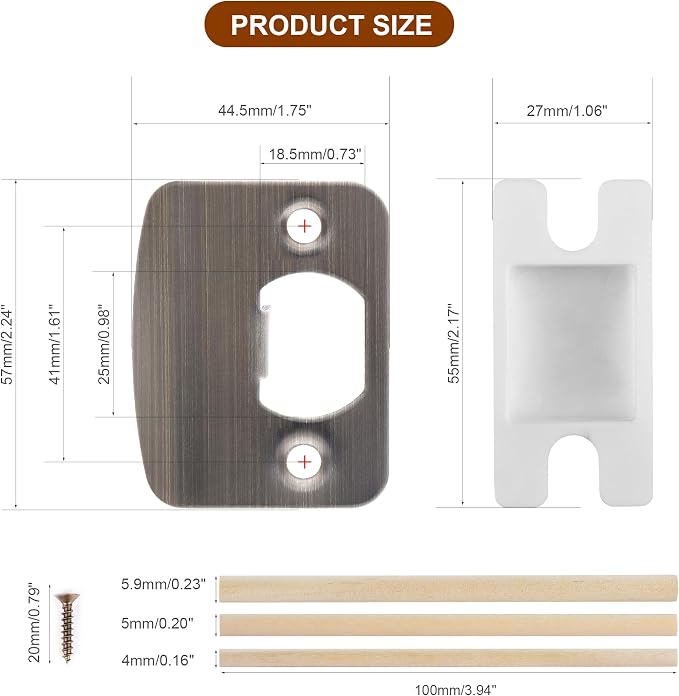 Door Strike Plate for Interior Doors, Antique Pewter, 1 Pack | 2-1/4"x1-3/4" - Image 5