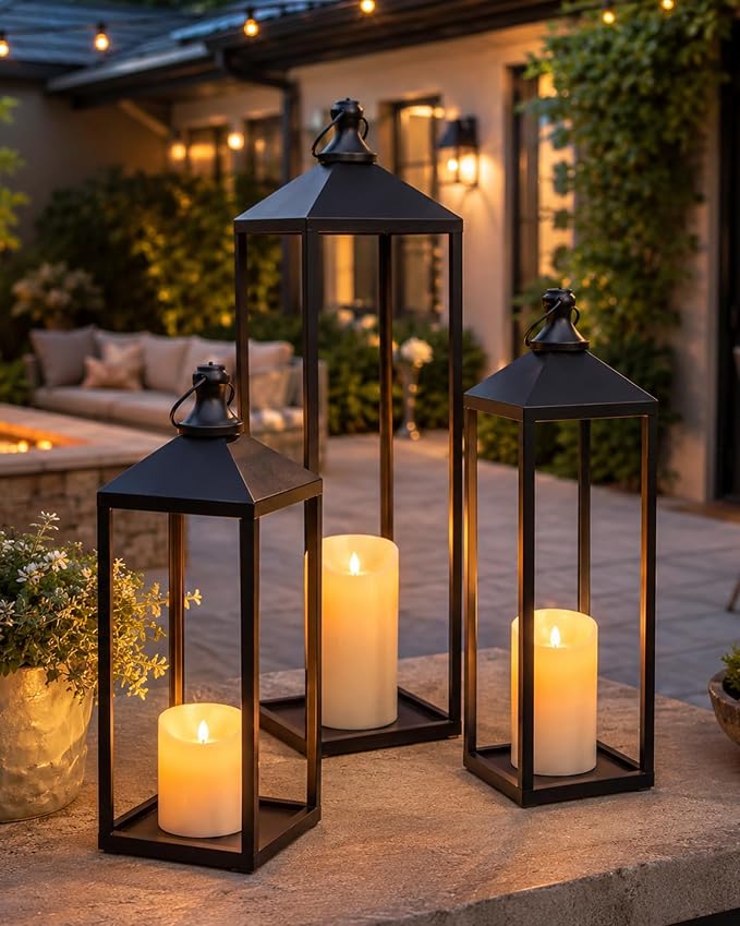 22'' 19'' 17'' Large Decorative Lanterns Indoor Outdoor | - Image 3