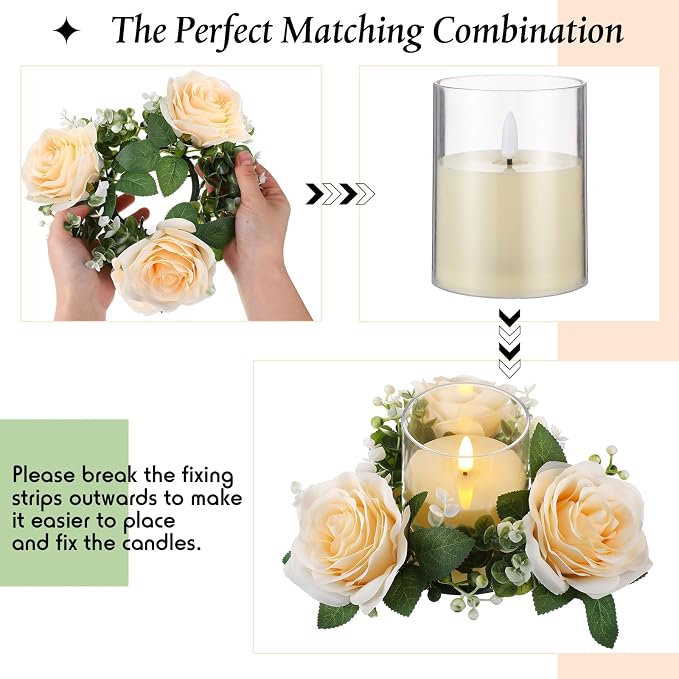 Yunlly 12 Pcs Rose Candle Rings - Image 3