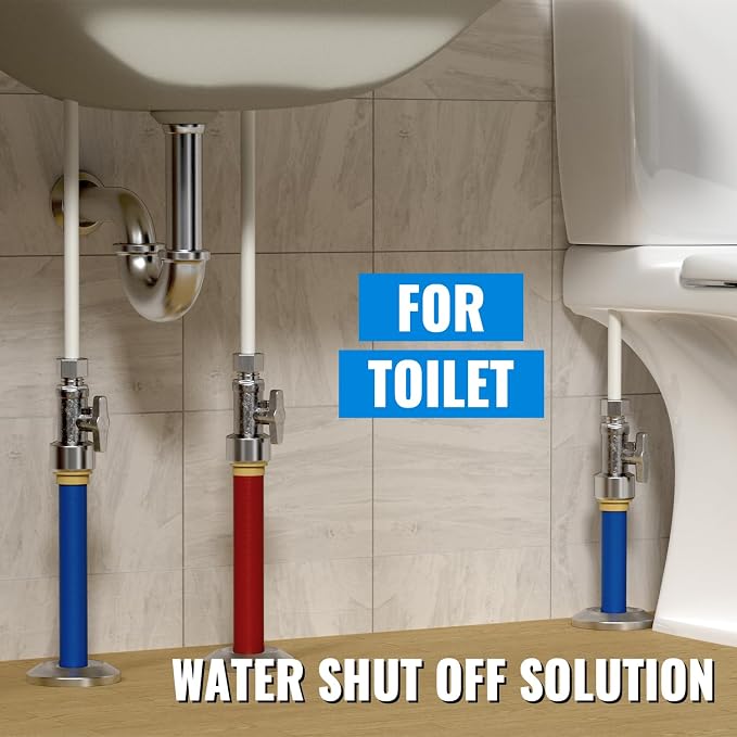 Straight Stop Valve, Water Shut Off Valve 1/2" x 1/4" Comp, Toilet Water Shutoff - Image 4