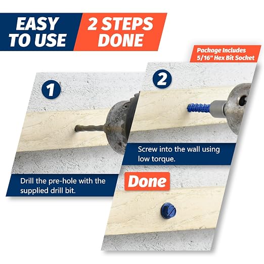 1/4" x 1-1/4" Concrete Screws Anchor, Cement or Stucco - Image 4