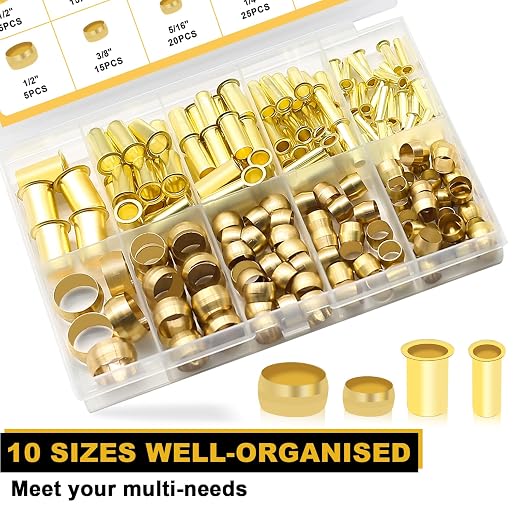 Siptenk 180PCS Brass Compression Sleeves Ferrules & Inserts - Image 6