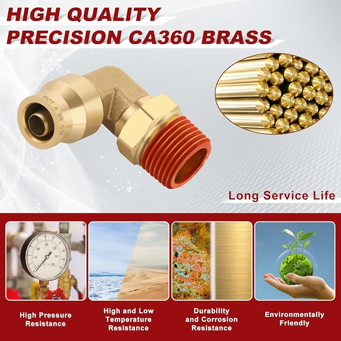 90° Swivel Male Elbow, 3/8" Tube x 3/8" NPT, DOT Approved 5PCS | - Image 2