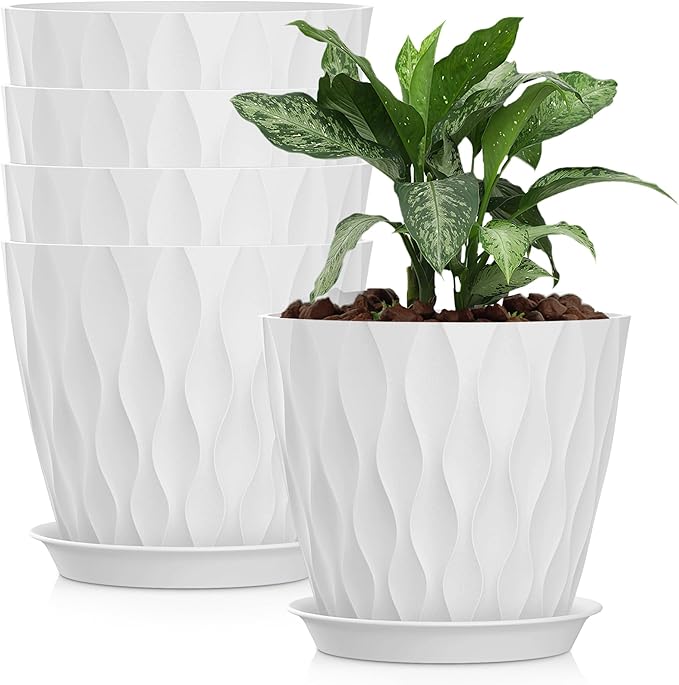8 Inch Plastic Plant Pots, Planters by SQKH