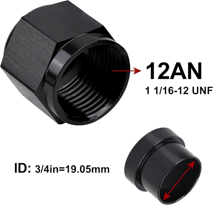 EVIL ENERGY 12AN Female Hardline Tube Nut & Sleeve Aluminum Fitting - Image 2