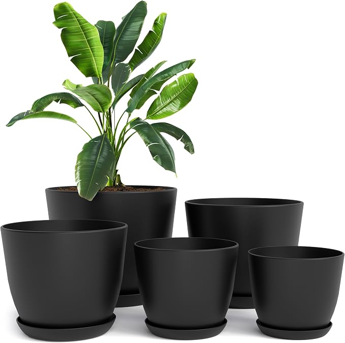 Plant Pots Indoor with Drainage, 5 Pack Multi-Size Planters Set by UTOPIAHOME