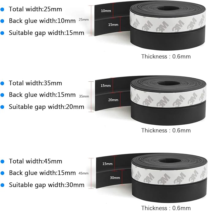 TAROSE Weather Stripping, Silicone Door Seal Strip Door 16 Feet Long Black | - Image 2