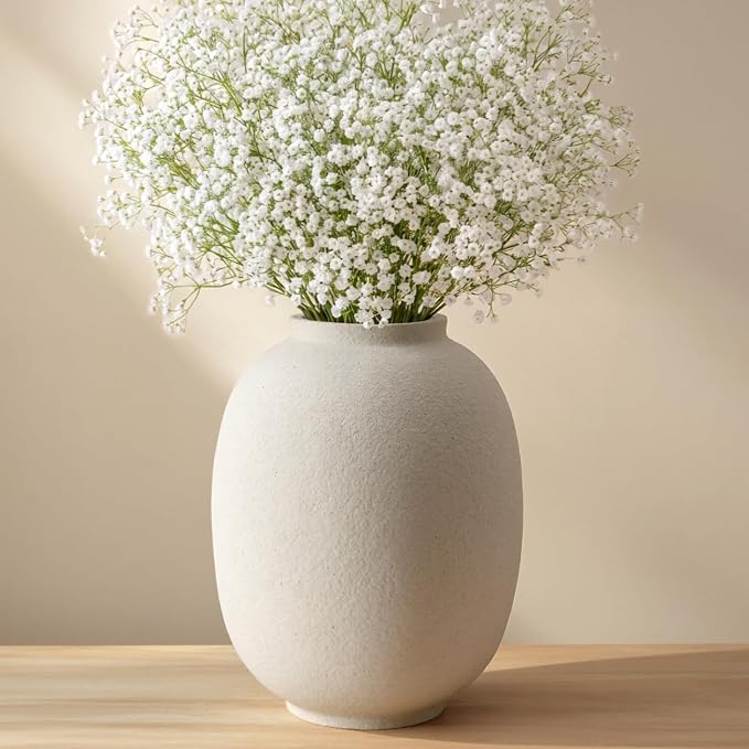 Ceramic Flower Vase Home Decor, 9.8 Inch Rustic Farmhouse Vases by RIKBVOM