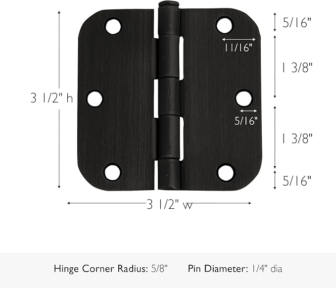 Design House Interior Door Hinge, Oil Rubbed Bronze | 5/8" Radius, Traditional - Image 3