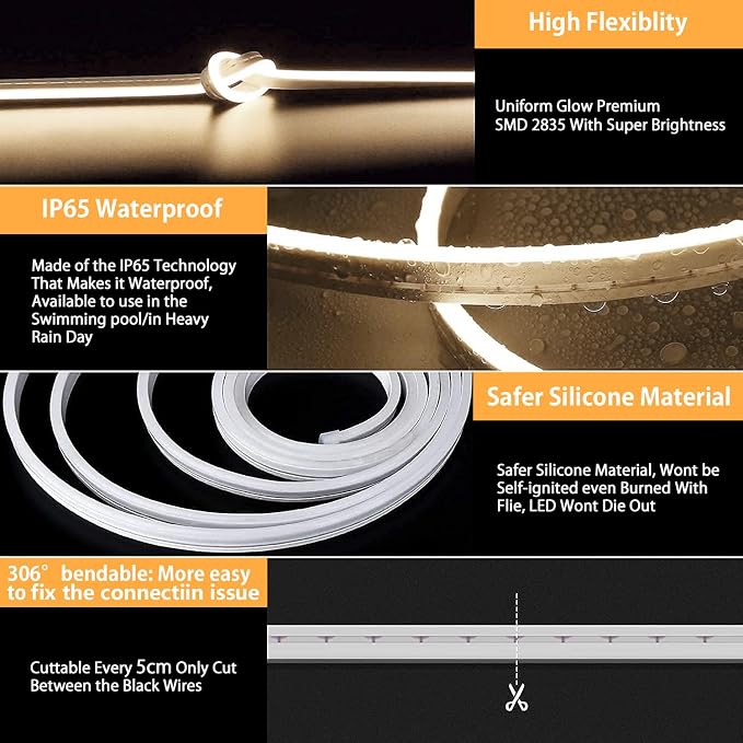 Lamomo LED Strip Lights Neutral White, 32.8Ft Dimmable LED Rope Lights - Image 4