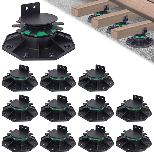 12 Pack Adjustable Deck Support Pedestals, 1-9/16" to 2-3/8" Height | Deck by MCCKLE